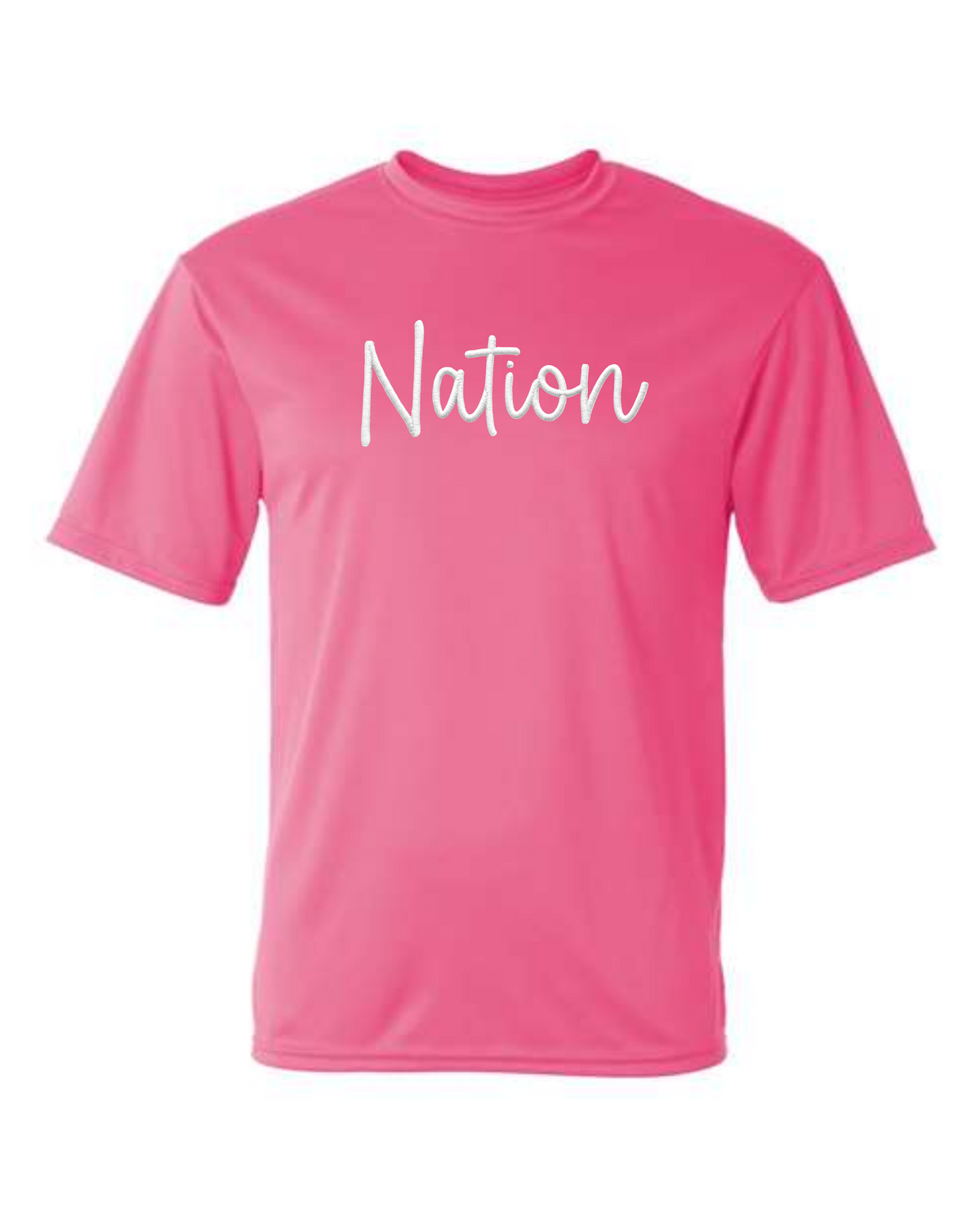 WD Nation Dri Fit Faux Embroidery Print Short Sleeve Shirt